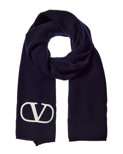 Valentino Vlogo Wool Scarf In Blue