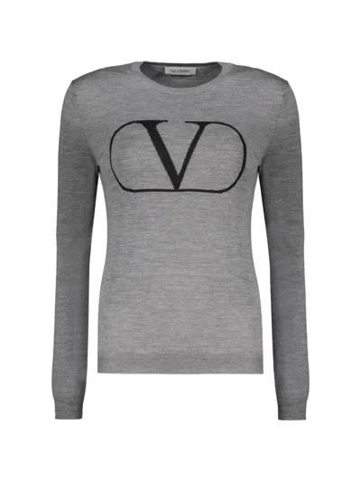 Valentino Vlogo Wool Sweater In Gray