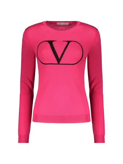 Valentino Vlogo Wool Sweater In Pink