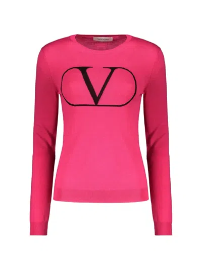 Valentino Vlogo Wool Sweater In Pink