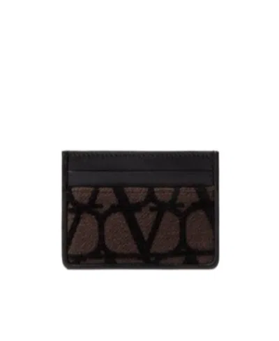 Valentino Garavani Vlogo Woven Cardholder In Black