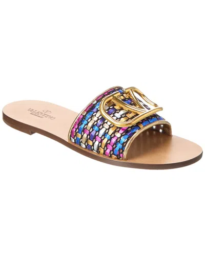 Valentino Garavani Valentino Vlogo Woven Leather Sandal In Multi