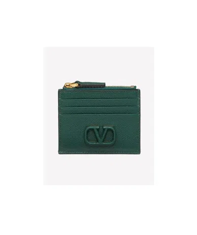 Valentino Garavani Vlogo Zipped Cardholder In Green