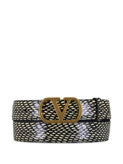 Valentino Garavani Vlogo-buckle Belt In Pink
