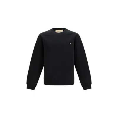 Valentino Vlogo-embroidered Cotton Sweatshirt In Black