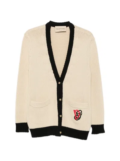 Valentino Vlogo-embroidery V-neck Cardigan In Multi