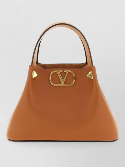 Valentino Garavani Vlogosignature Small Tote Bag Shoulder Strap In Brown