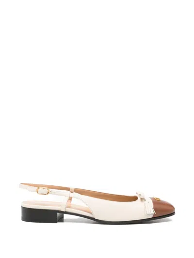Pre-owned Valentino Garavani Vlogo-signature Tassel-detal Slingback Pumps In Neutral