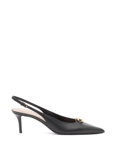 Valentino Garavani Vlogo The Bold Edition 小牛皮裹踝中跟鞋（6厘米） In Black