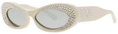 Valentino Vls-178e Sunglasses 57-16-140 With Mirrored Lenses, Plastic Frame, Case Included In Neutral