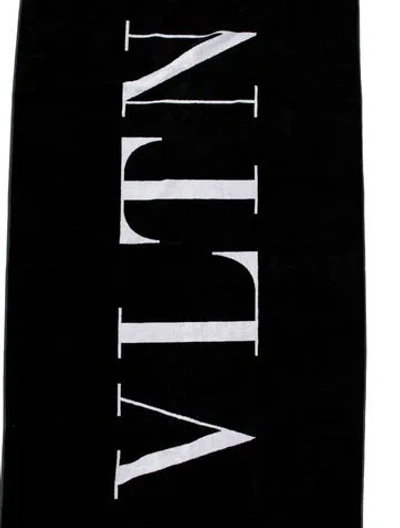 Pre-owned Valentino Vltn Beach Towel W/ Tags In Black