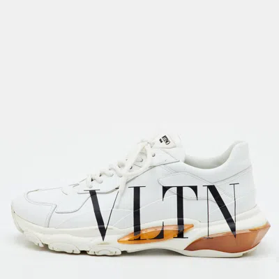 Pre-owned Valentino Garavani Vltn Bounce Size 42 White/black Leather Low Top Sneakers