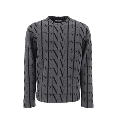 Valentino Vltn Cotton Sweatshirt In Gray