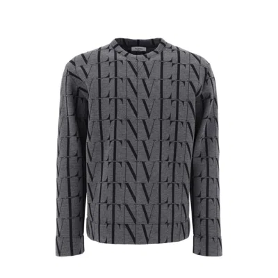Valentino Vltn Cotton Sweatshirt In Grey