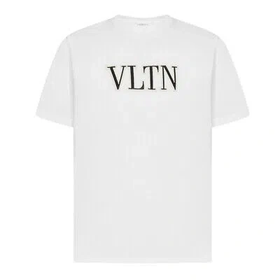 Pre-owned Valentino Vltn Embroidered White T-shirt