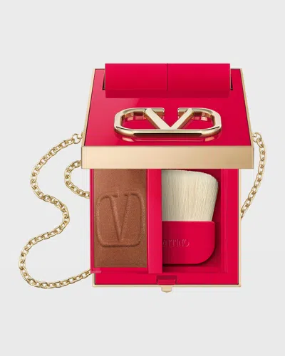 Valentino Vltn Go-clutch Bag With Refillable Finishing Powder In White