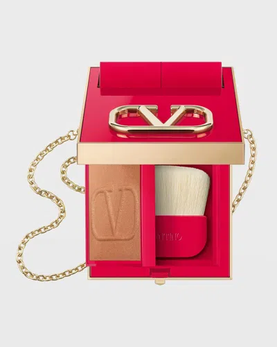 Valentino Vltn Go-clutch Bag With Refillable Finishing Powder In White