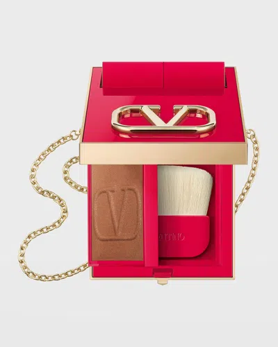 Valentino Vltn Go-clutch Bag With Refillable Finishing Powder In White