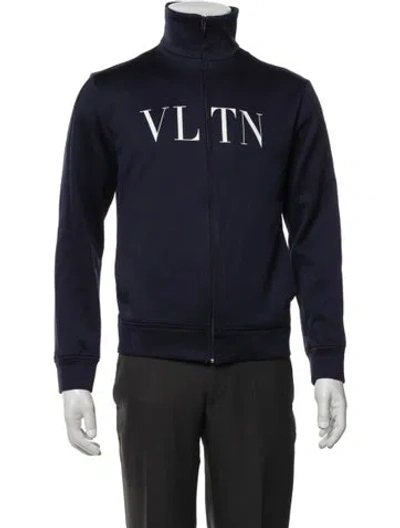 Pre-owned Valentino Vltn Graphic Print Windbreaker In Blue