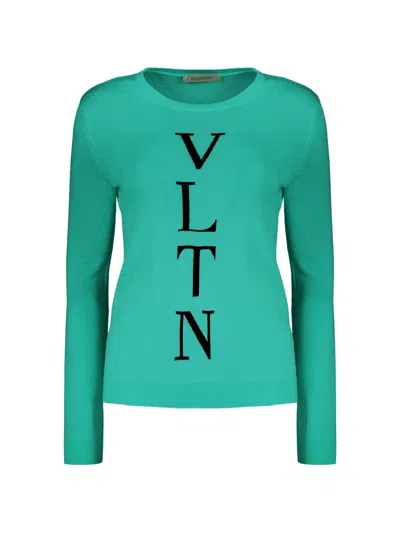 Valentino Vltn Intarsia Sweater In Green