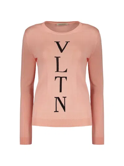 Valentino Vltn Intarsia-knit Sweater In Pink