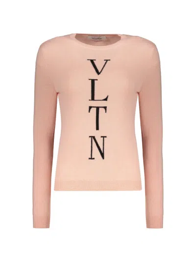 Valentino Vltn Intarsia-knit Sweater In Pink