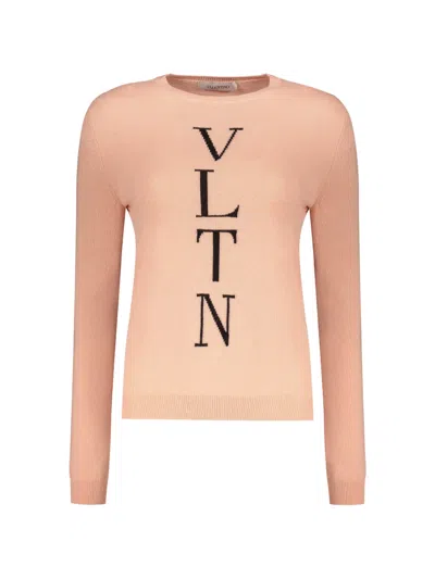 Valentino Vltn Intarsia-knit Sweater In Pink