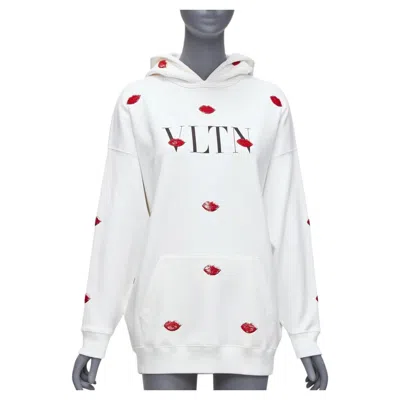 Pre-owned Valentino Vltn Le Rouge Kisses Sequin Lips Embroidery Oversized Hoodie Xxs In Gray