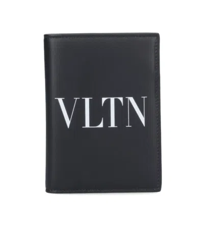 Valentino Garavani Vltn Leather Bi-fold Wallet In Black