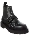 Valentino Vltn Leather Boot In Black
