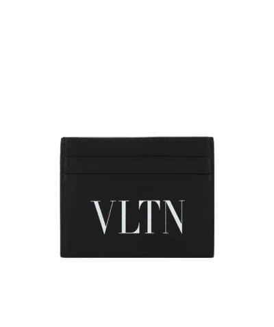 Valentino Garavani Vltn Leather Cardholder In Black