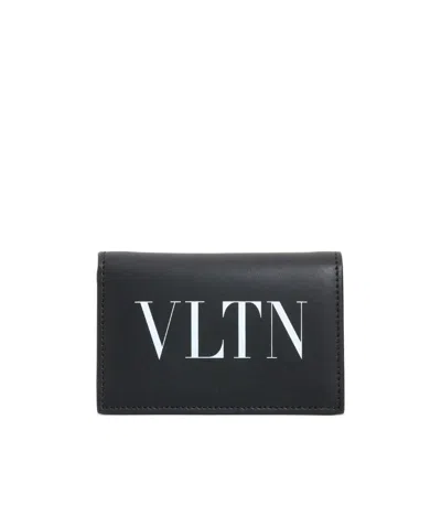 Valentino Garavani Vltn Leather Cardholder In Black