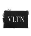 Valentino Vltn Leather Clutch Bag In Black