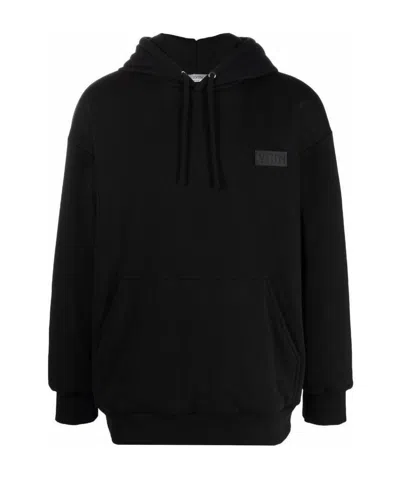 Valentino Vltn Logo Patch Relaxed Hoodie In Black