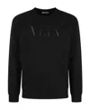 Valentino Cotton Crewneck Sweatshirt With Vltn Print In Black