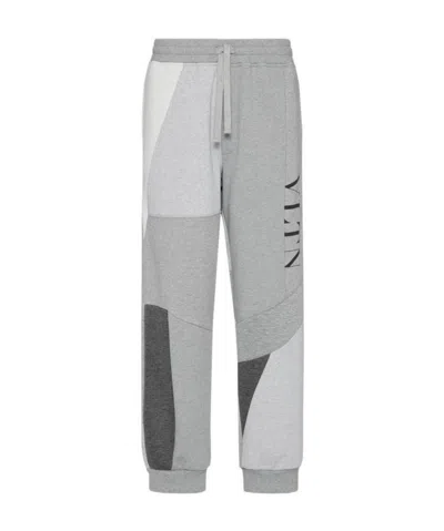 Valentino Vltn Logo-print Patchwork Track Pants In Gray