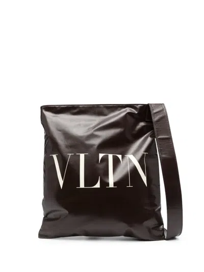 Valentino Garavani Vltn Logo-print Shoulder Bag In Brown
