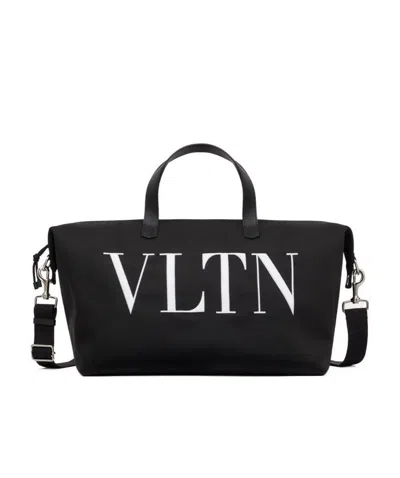 Valentino Garavani Valentino Vltn Logo Printed Strapped Tote Bag In Black