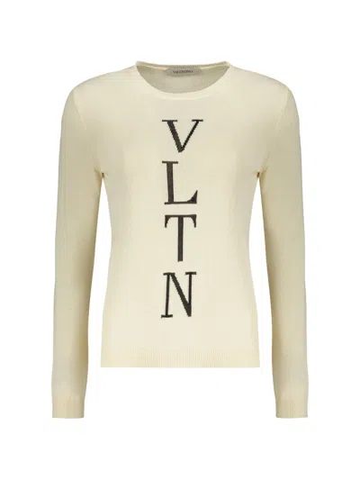 Valentino Vltn Logo-print Sweater In Neutral