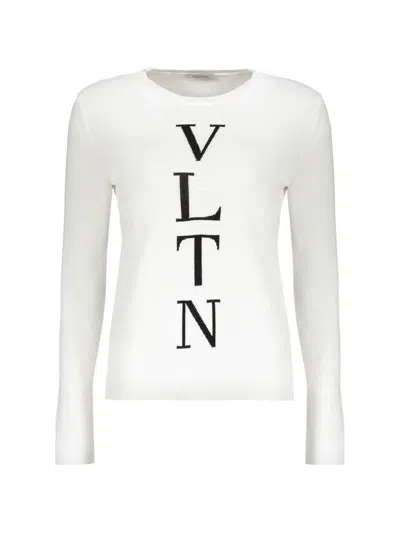 Valentino Vltn Logo-print Sweater In White