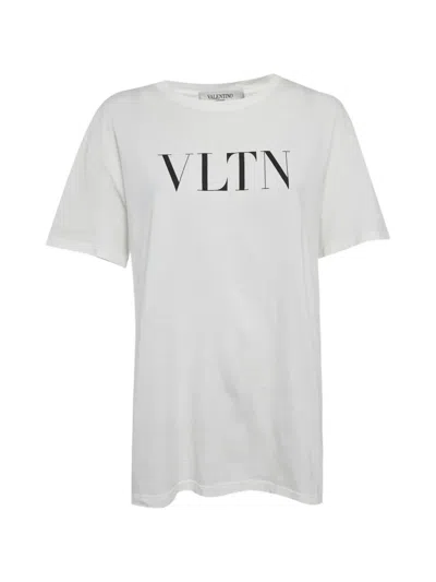 Pre-owned Valentino Vltn Logo-print T-shirt In White