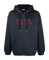 Valentino Vltn Embroidered Cotton Jersey Hoodie In Black