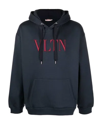 Valentino Vltn Long-sleeve Hoodie In Black