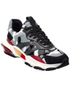 Valentino Vltn Mesh & Leather Sneaker In Orange