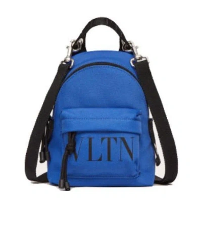 Valentino Garavani Vltn Nylon Mini Backpack In Blue