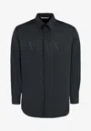 Valentino Vltn Overshirt In Tech Fabric In Black