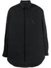 Valentino Vltn-patch Concealed Placket Shirt In Black