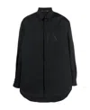 Valentino Vltn-patch Concealed Placket Shirt In Black