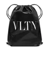Valentino Black Vltn Patent Leather Backpack In Black