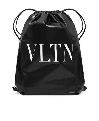 Valentino Garavani Black Vltn Patent Leather Backpack